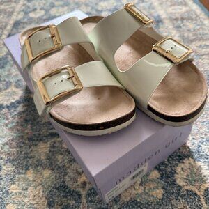 Madden Girl 'Bodie" White Patent Sandals Size 8.5M